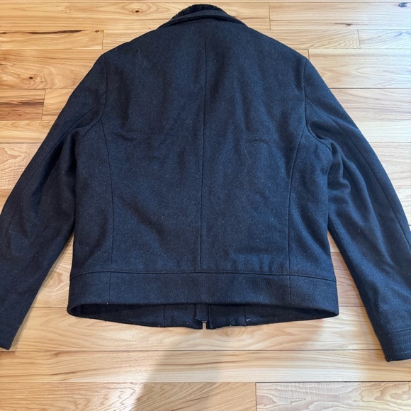 BOSS Hugo Boss Virgin Wool Full Zip Bomber Jacket with Faux Fur Collar - Picture 2 of 9